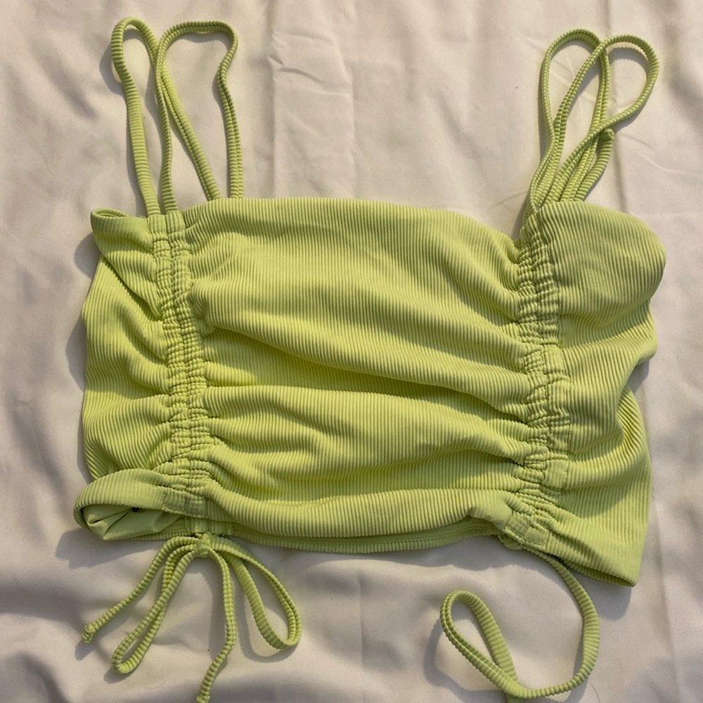 Aerie Neon Yellow Adjustable Bandeau Bikini Top